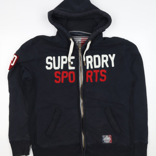 Superdry Men’s Blue 2XL Full Zip Hoodie Sports Logo Fleece