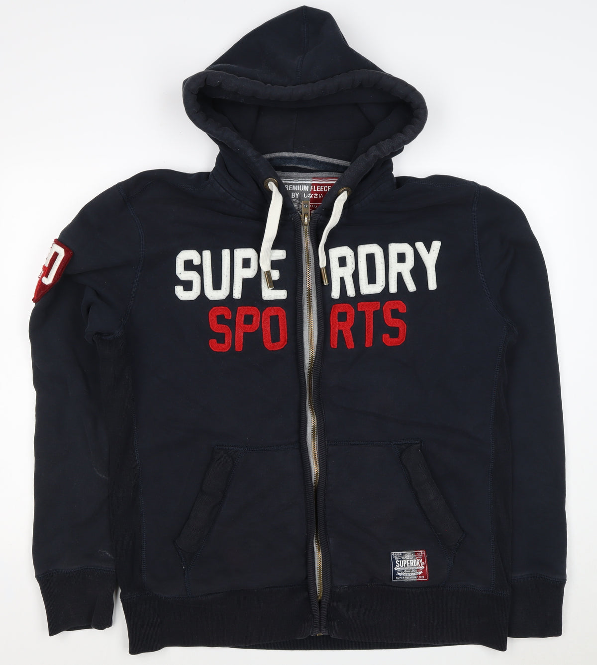 Superdry Men’s Blue 2XL Full Zip Hoodie Sports Logo Fleece