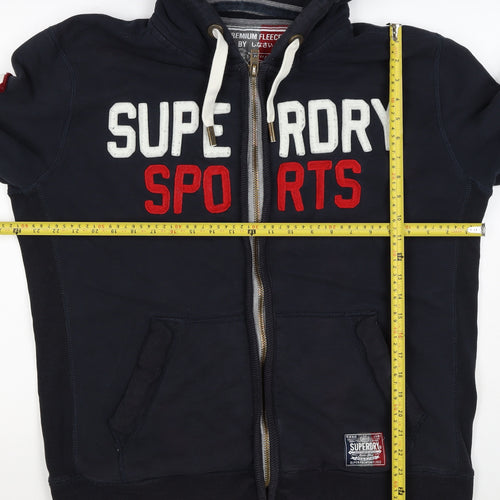 Superdry Men’s Blue 2XL Full Zip Hoodie Sports Logo Fleece