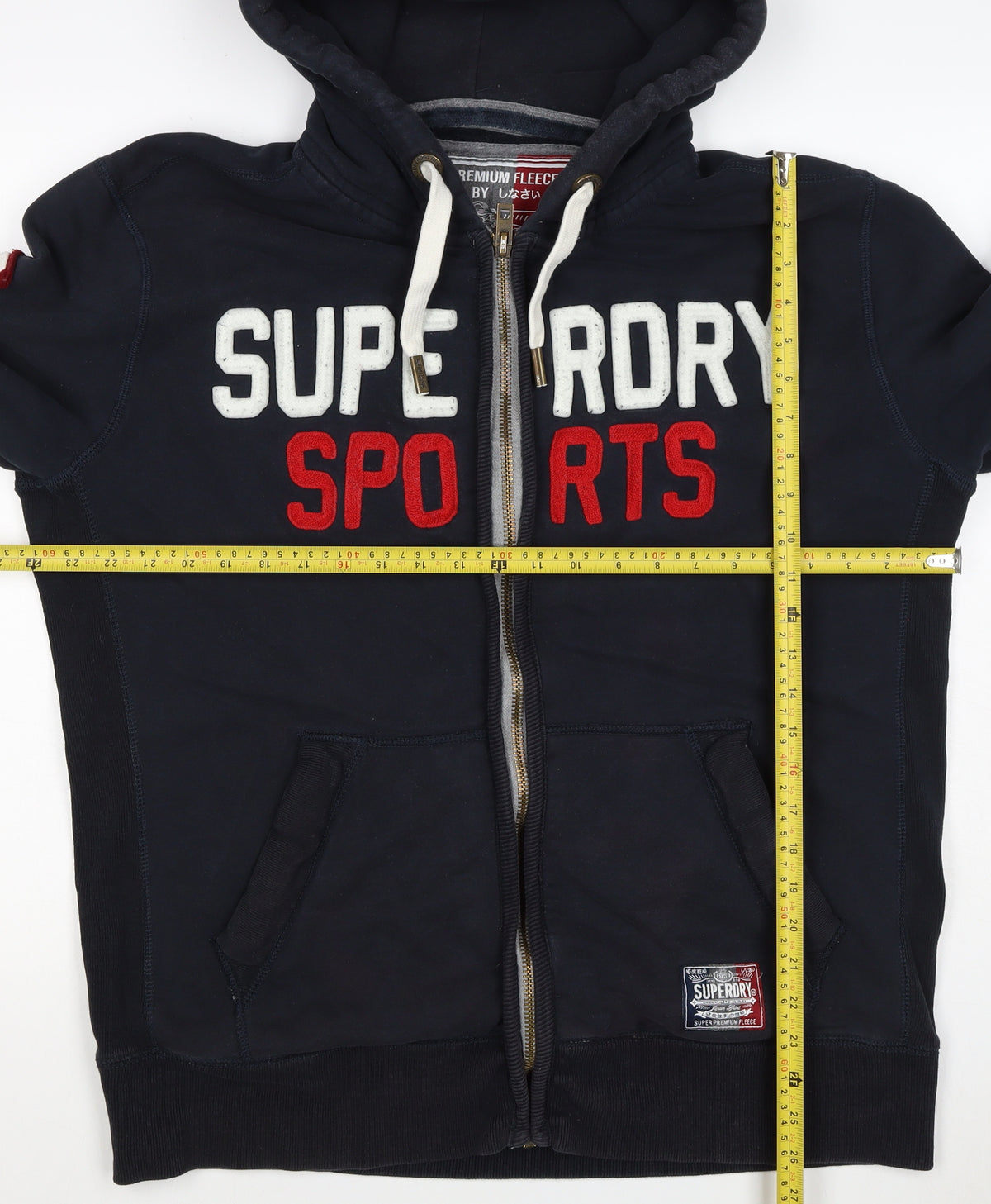 Superdry Men’s Blue 2XL Full Zip Hoodie Sports Logo Fleece