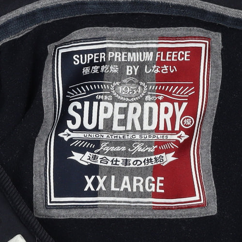 Superdry Men’s Blue 2XL Full Zip Hoodie Sports Logo Fleece