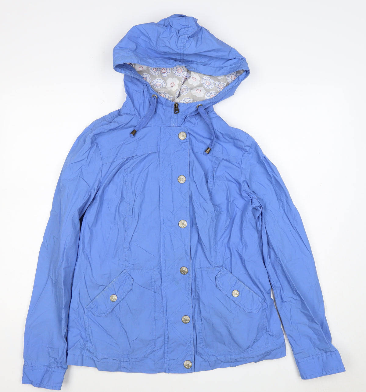 Mantaray Women’s Blue UK 12 Hooded Anorak Jacket Floral Lined