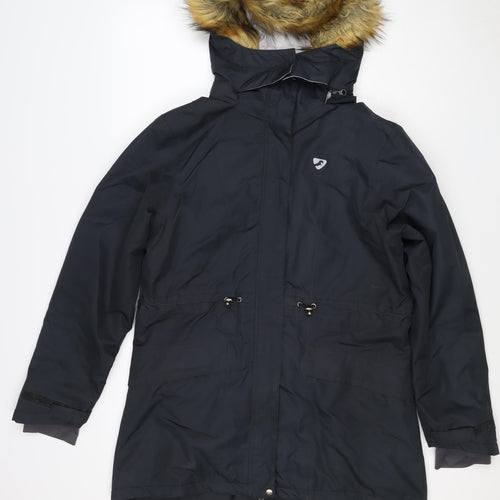 Aubrion Women's Blue UK 14 Long Parka Faux Fur Hooded Coat