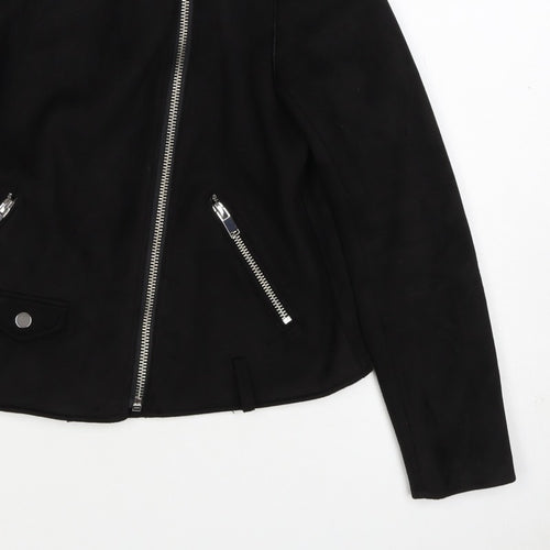 Papaya Women’s Black UK 14 Biker Jacket Faux Suede Zip
