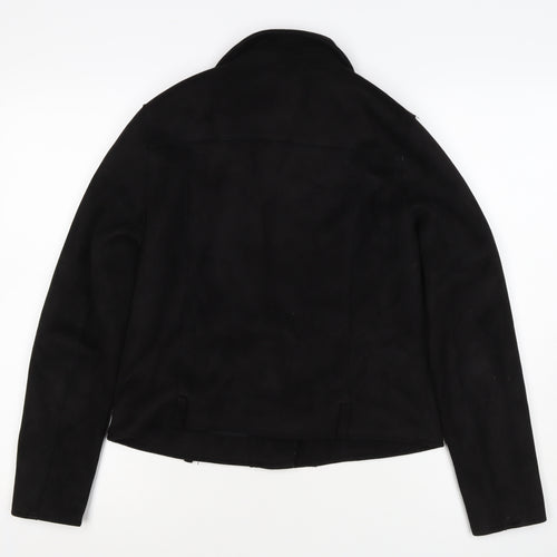 Papaya Women’s Black UK 14 Biker Jacket Faux Suede Zip