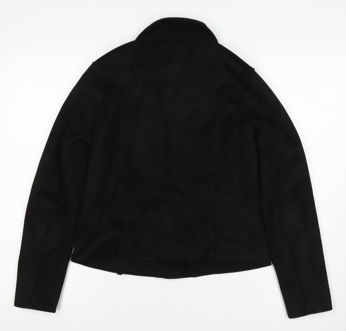 Papaya Women’s Black UK 14 Biker Jacket Faux Suede Zip