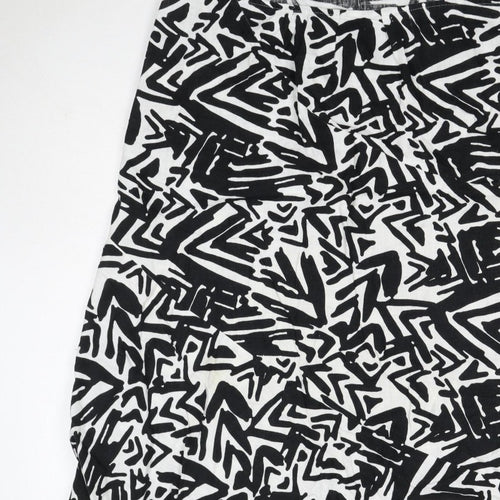 Papaya Women Black White Geometric Long Straight Pencil Skirt UK 20