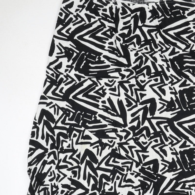 Papaya Women Black White Geometric Long Straight Pencil Skirt UK 20