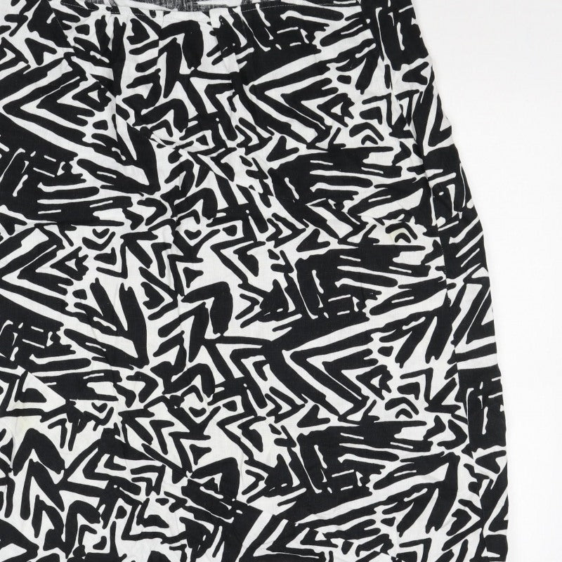 Papaya Women Black White Geometric Long Straight Pencil Skirt UK 20