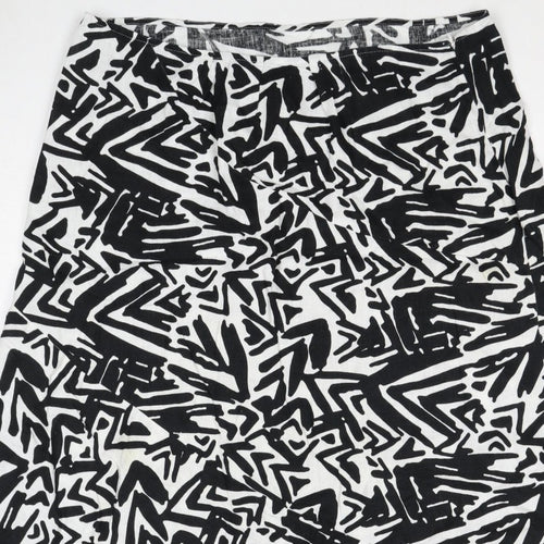 Papaya Women Black White Geometric Long Straight Pencil Skirt UK 20
