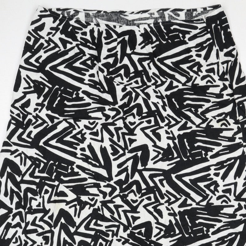 Papaya Women Black White Geometric Long Straight Pencil Skirt UK 20