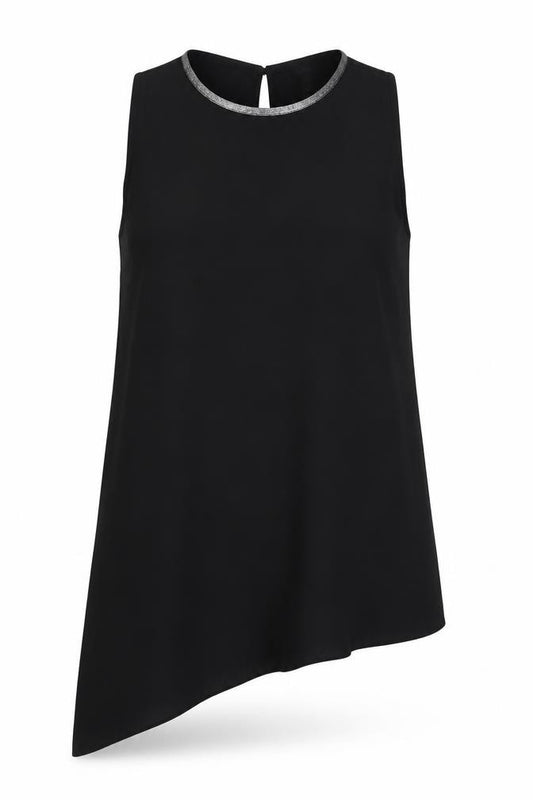 River Island Women Black UK 16 One Shoulder Cape Blouse Silver Trim
