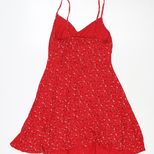 Boohoo Women Red Floral One Shoulder Fit & Flare Dress UK 12