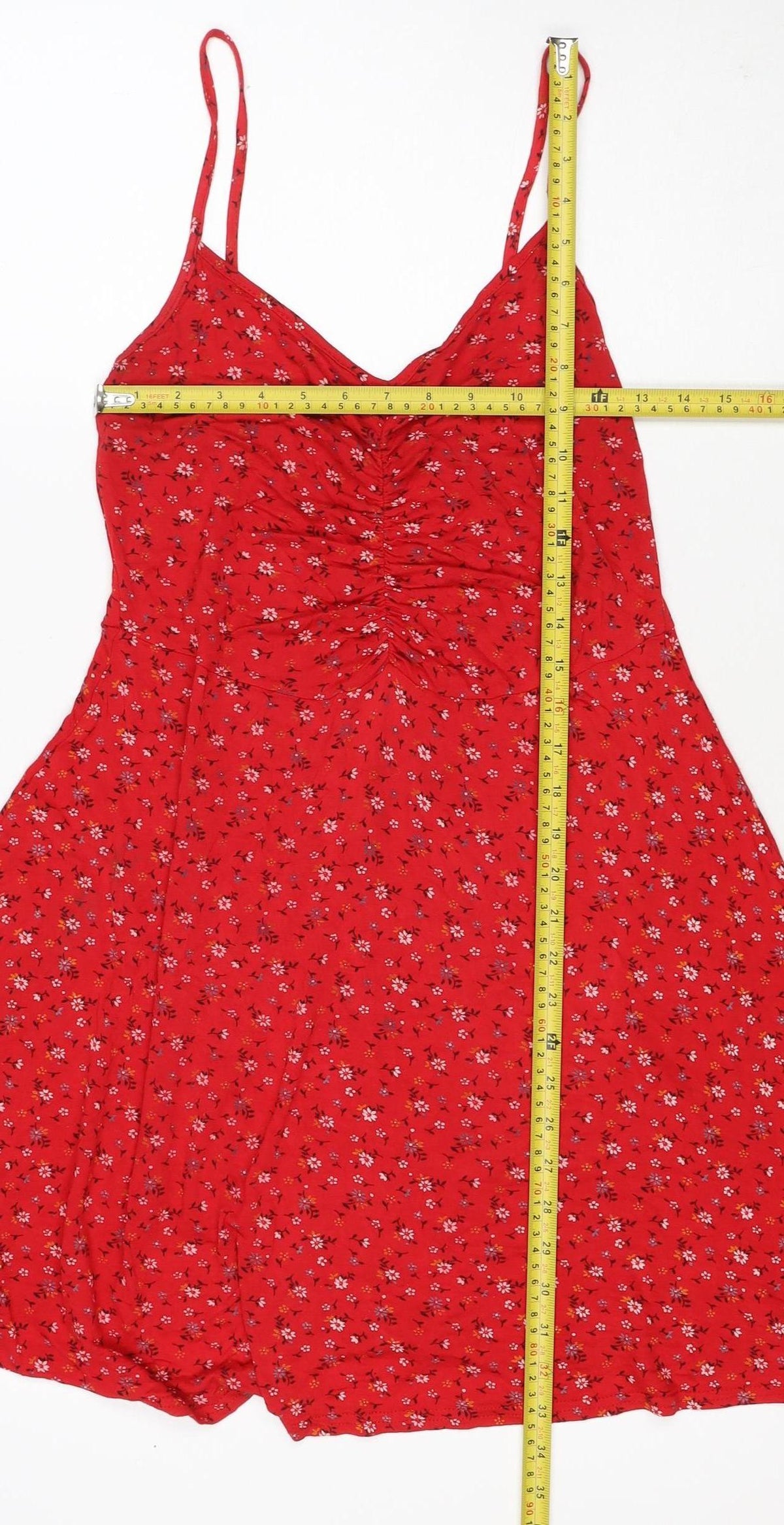 Boohoo Women Red Floral One Shoulder Fit & Flare Dress UK 12