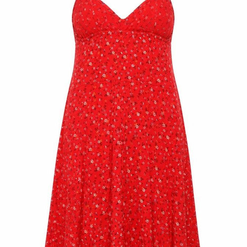 Boohoo Women Red Floral One Shoulder Fit & Flare Dress UK 12