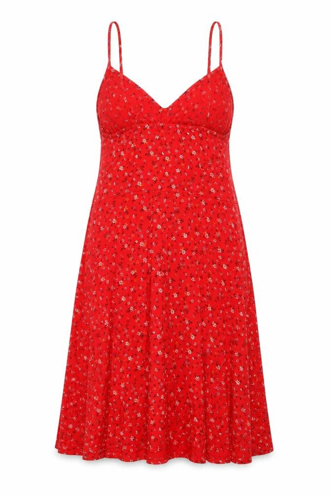 Boohoo Women Red Floral One Shoulder Fit & Flare Dress UK 12