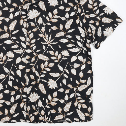 Autograph Men’s Black Floral Short Sleeve Button-Up Shirt 3XL