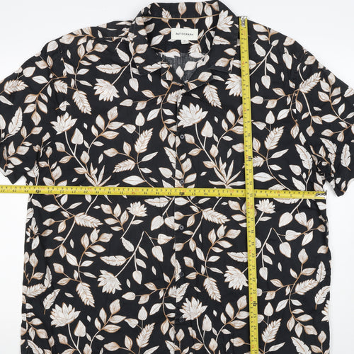 Autograph Men’s Black Floral Short Sleeve Button-Up Shirt 3XL