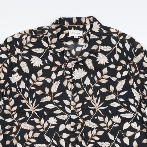 Autograph Men’s Black Floral Short Sleeve Button-Up Shirt 3XL