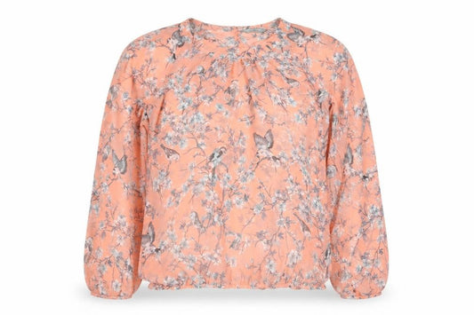 Dorothy Perkins Women Pink UK 14 Floral Bird Sheer Chiffon Blouse