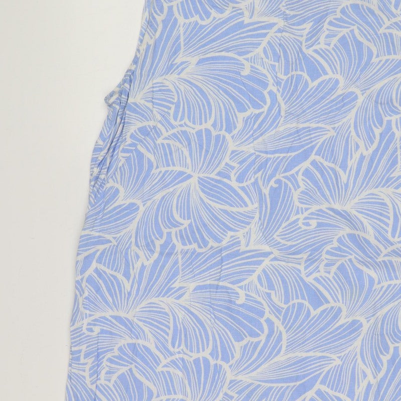 M&S Collection Women’s Blue Floral Linen Blend Fit & Flare Dress UK 14