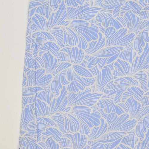 M&S Collection Women’s Blue Floral Linen Blend Fit & Flare Dress UK 14