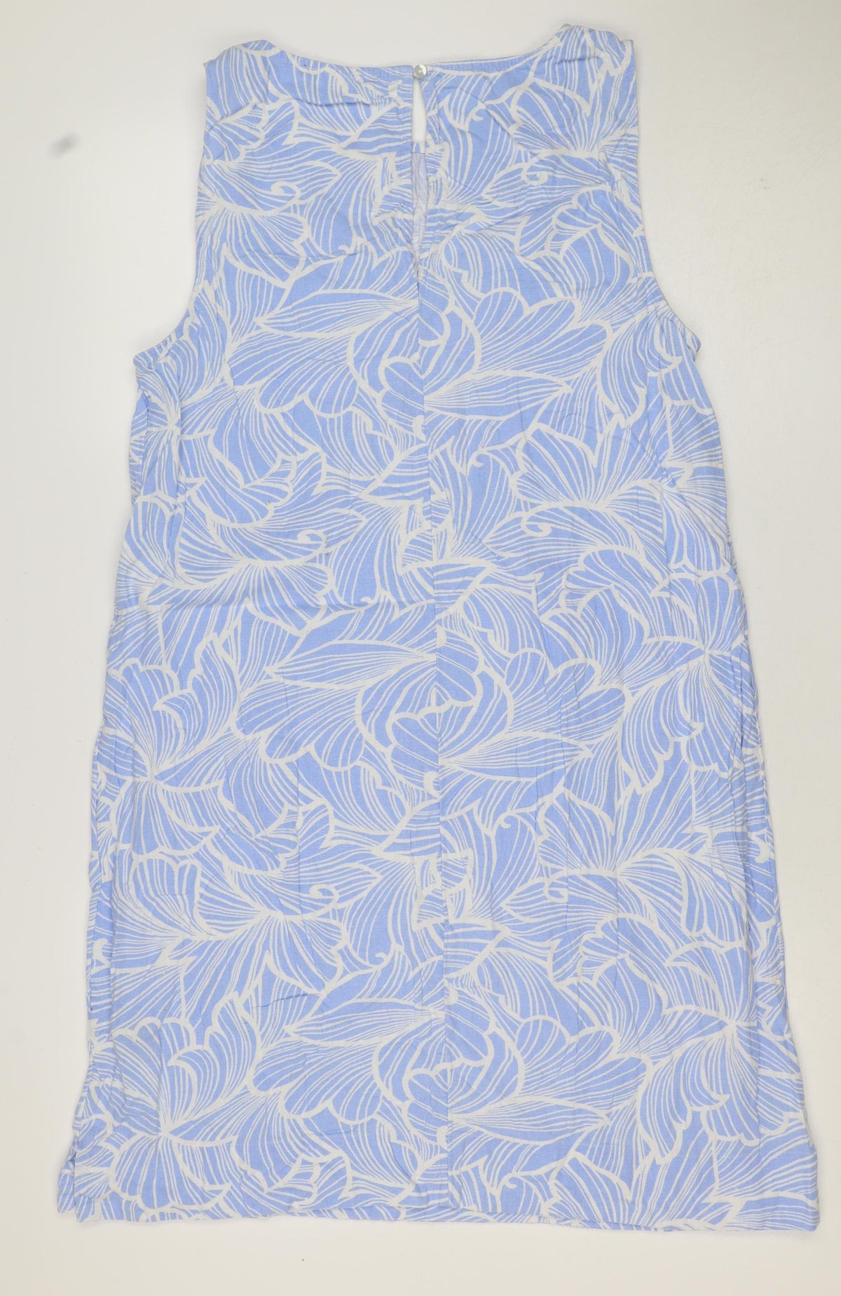 M&S Collection Women’s Blue Floral Linen Blend Fit & Flare Dress UK 14