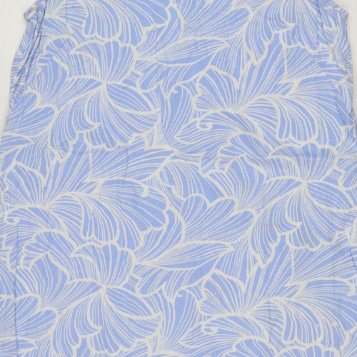 M&S Collection Women’s Blue Floral Linen Blend Fit & Flare Dress UK 14