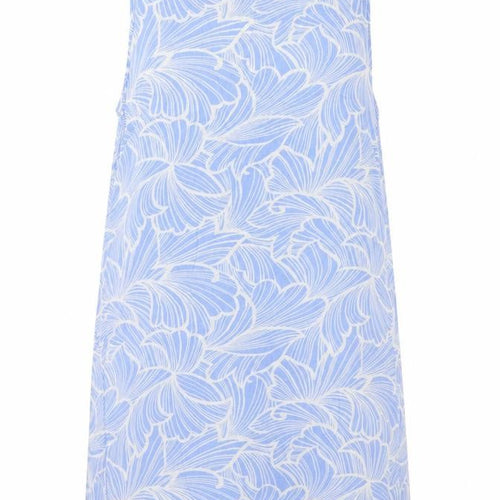 M&S Collection Women’s Blue Floral Linen Blend Fit & Flare Dress UK 14