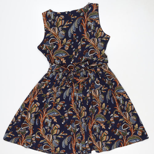 Lenka Women Blue Paisley Size 10 One Shoulder Tiered Mini Dress