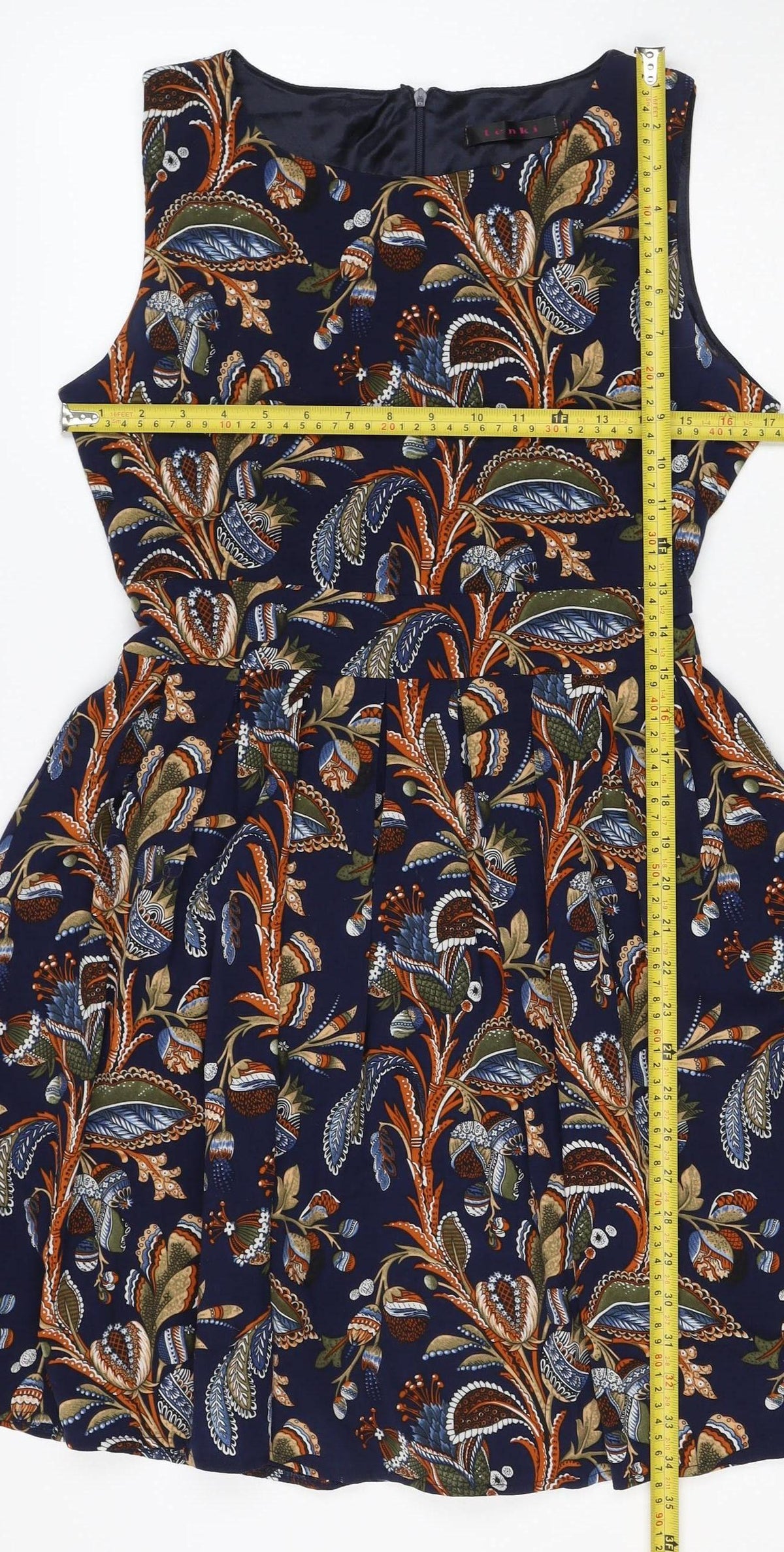 Lenka Women Blue Paisley Size 10 One Shoulder Tiered Mini Dress