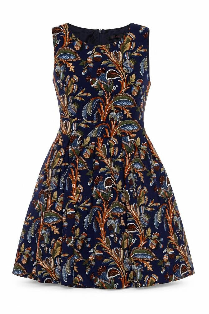 Lenka Women Blue Paisley Size 10 One Shoulder Tiered Mini Dress