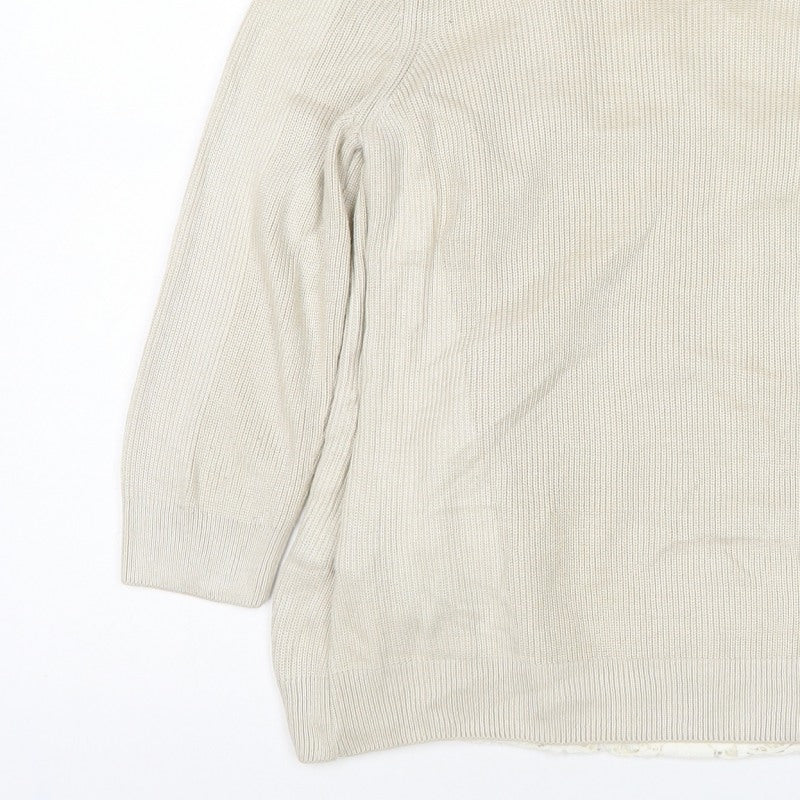 Additional view of M&S Women’s Ivory, size UK 10, Open Knit Lace Front Cardigan