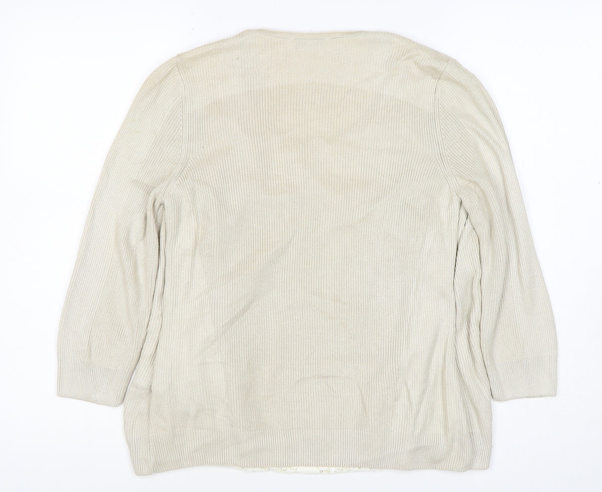 Back view of M&S Women’s Ivory, size UK 10, Open Knit Lace Front Cardigan
