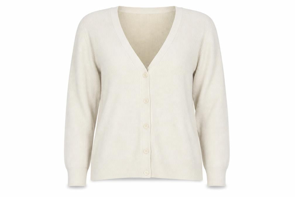 Front view of M&S Women’s Ivory, size UK 10, Open Knit Lace Front Cardigan