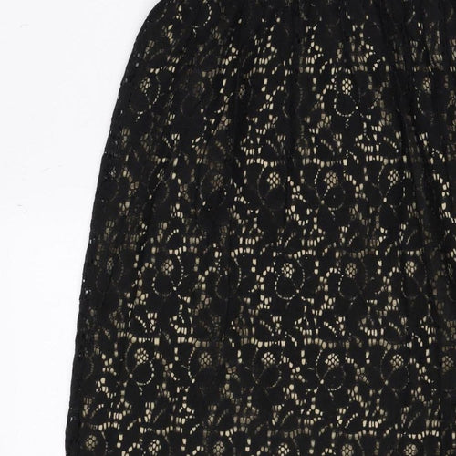 Pinky Women Black S Lace Fit & Flare Sleeveless Party Dress
