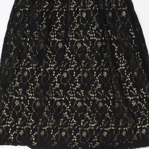 Pinky Women Black S Lace Fit & Flare Sleeveless Party Dress