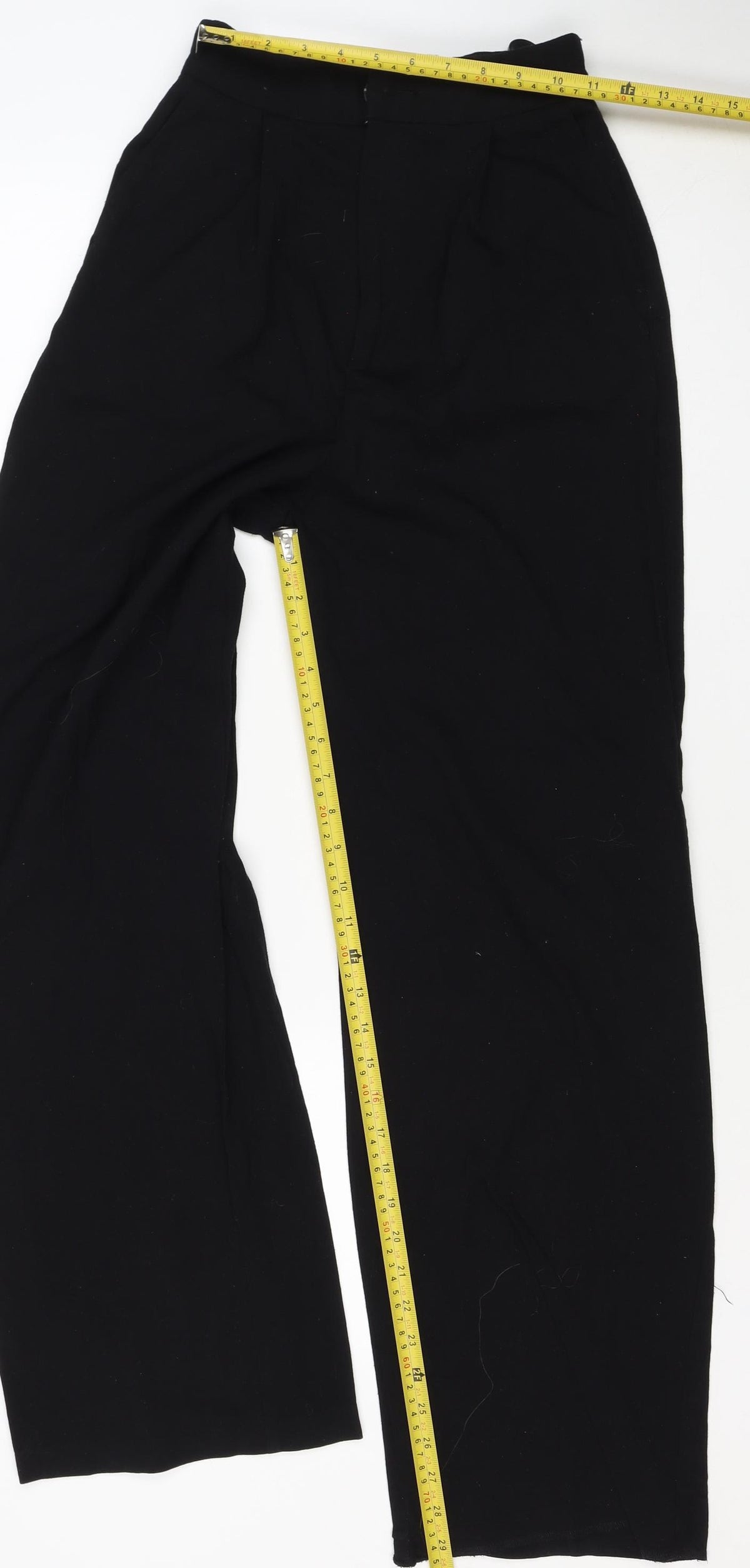 Stradivarius Women Black UK 8 Straight Leg Dress Trousers Stretch