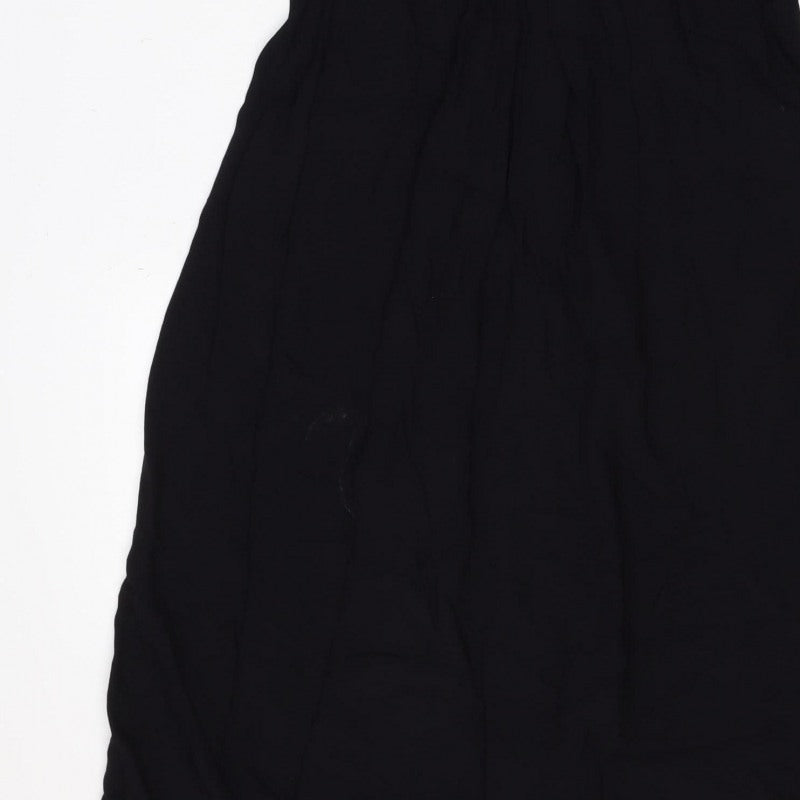 Massimo Dutti Women Black S Ruched Long Sleeve Shift Dress