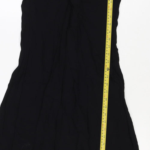 Massimo Dutti Women Black S Ruched Long Sleeve Shift Dress