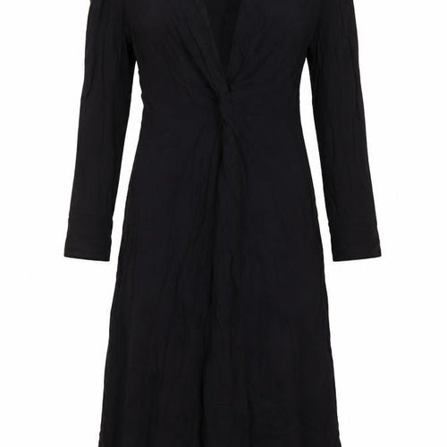 Massimo Dutti Women Black S Ruched Long Sleeve Shift Dress