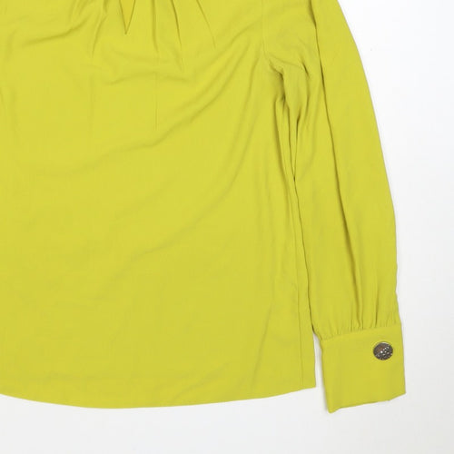 Dorothy Perkins Women Yellow Tall UK 8 High Neck Balloon Sleeve Blouse