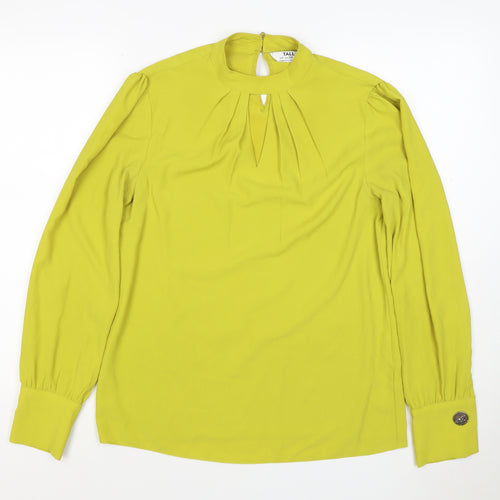 Dorothy Perkins Women Yellow Tall UK 8 High Neck Balloon Sleeve Blouse