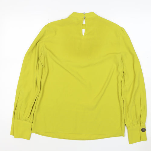 Dorothy Perkins Women Yellow Tall UK 8 High Neck Balloon Sleeve Blouse