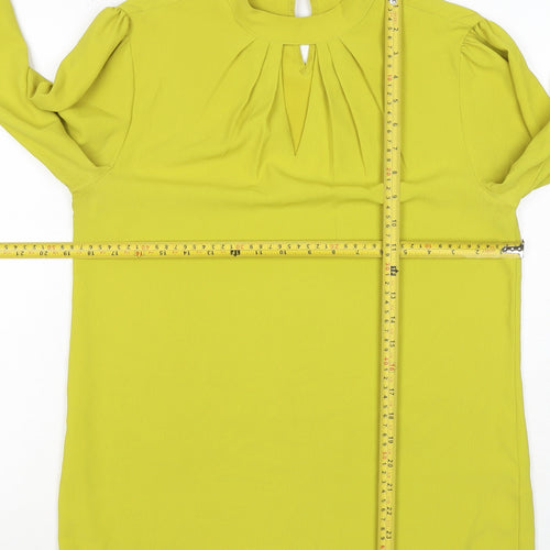 Dorothy Perkins Women Yellow Tall UK 8 High Neck Balloon Sleeve Blouse