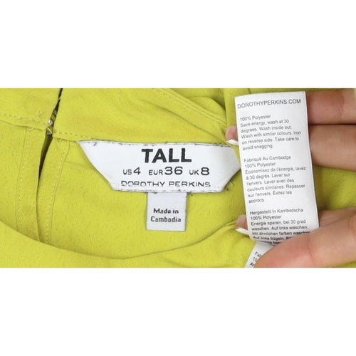 Dorothy Perkins Women Yellow Tall UK 8 High Neck Balloon Sleeve Blouse