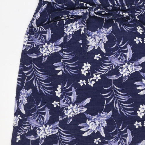 Oasis Women’s Blue Floral Midi Fit & Flare Tie Waist Dress UK 12