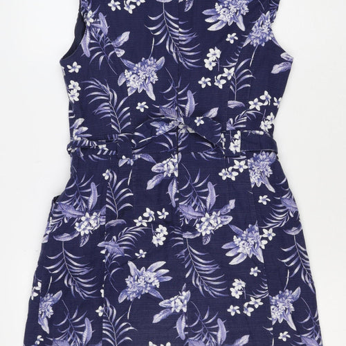 Oasis Women’s Blue Floral Midi Fit & Flare Tie Waist Dress UK 12