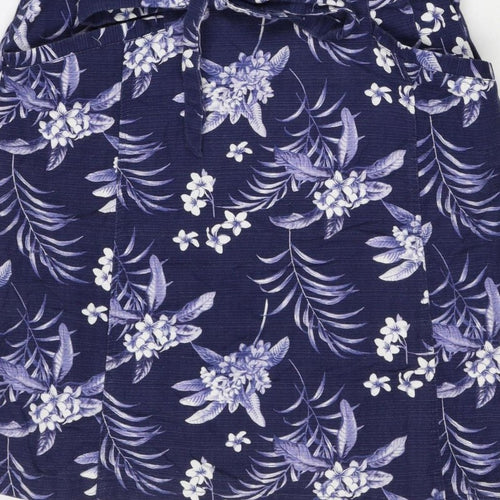 Oasis Women’s Blue Floral Midi Fit & Flare Tie Waist Dress UK 12