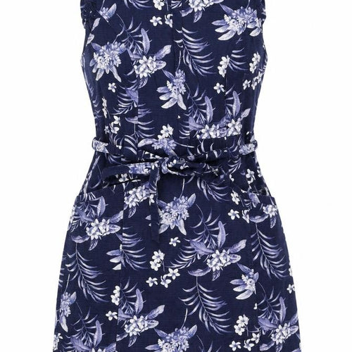 Oasis Women’s Blue Floral Midi Fit & Flare Tie Waist Dress UK 12